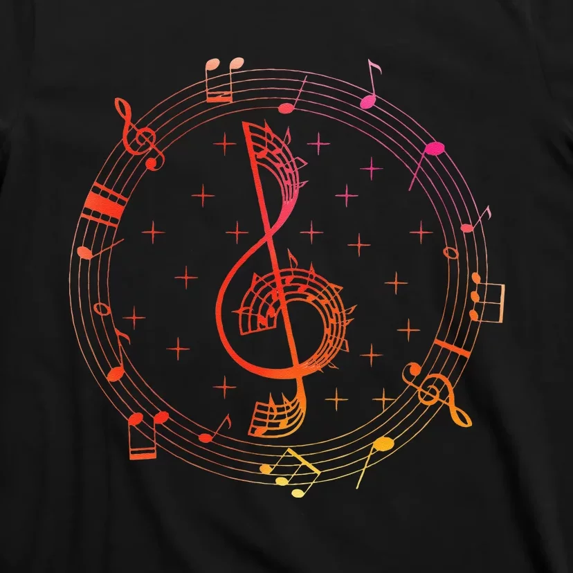 Cut Music Notes Clef Teacher Musical Notes And Flowers T-Shirt