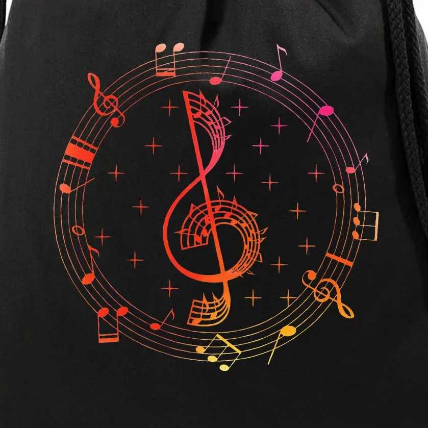 Cut Music Notes Clef Teacher Musical Notes And Flowers Drawstring Bag