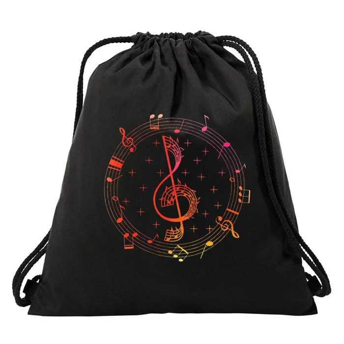 Cut Music Notes Clef Teacher Musical Notes And Flowers Drawstring Bag