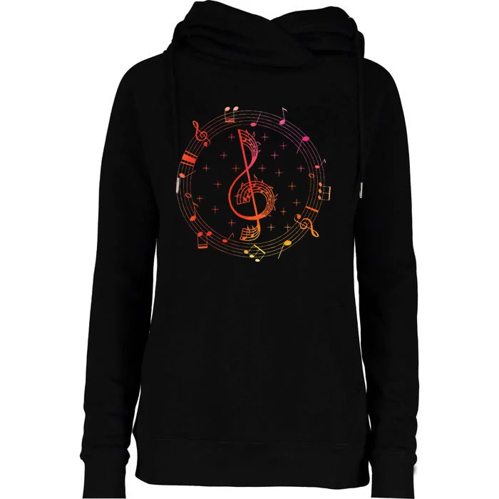 Cut Music Notes Clef Teacher Musical Notes And Flowers Womens Funnel Neck Pullover Hood