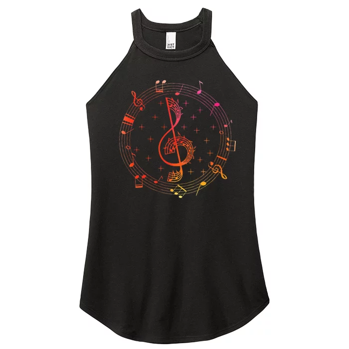 Cut Music Notes Clef Teacher Musical Notes And Flowers Women’s Perfect Tri Rocker Tank