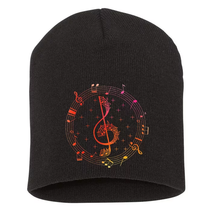 Cut Music Notes Clef Teacher Musical Notes And Flowers Short Acrylic Beanie