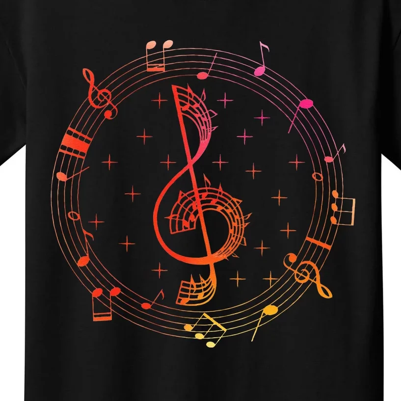 Cut Music Notes Clef Teacher Musical Notes And Flowers Kids T-Shirt