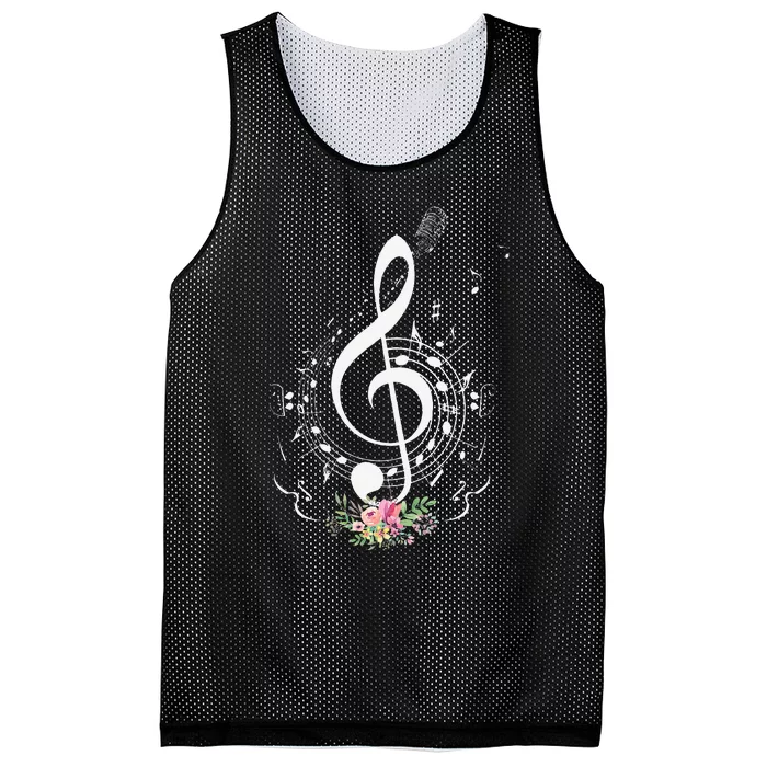 Cut Music Notes Clef Teacher Musical Notes And Flowers Mesh Reversible Basketball Jersey Tank