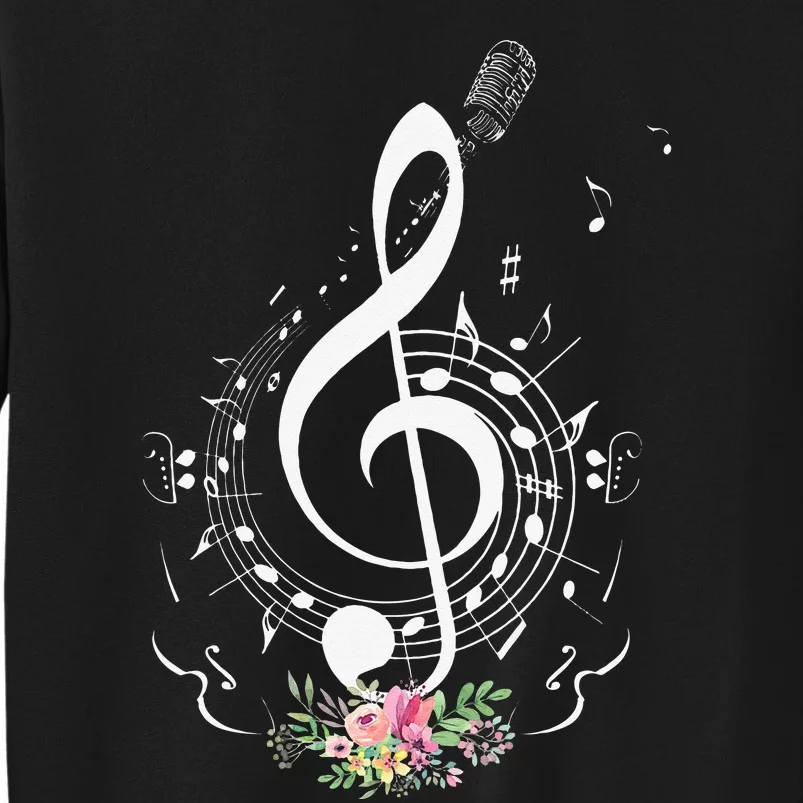 Cut Music Notes Clef Teacher Musical Notes And Flowers Tall Sweatshirt