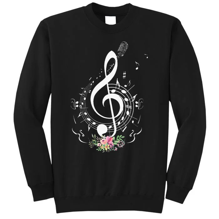 Cut Music Notes Clef Teacher Musical Notes And Flowers Tall Sweatshirt