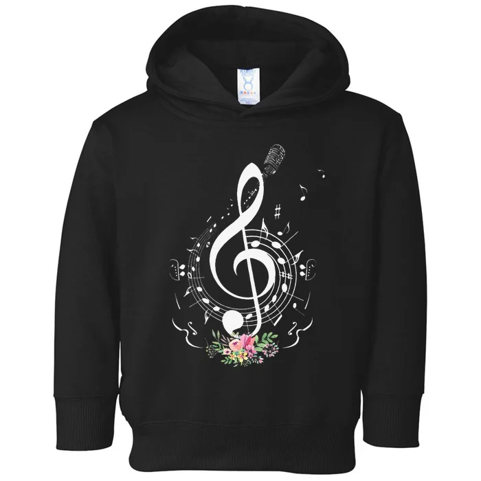 Cut Music Notes Clef Teacher Musical Notes And Flowers Toddler Hoodie