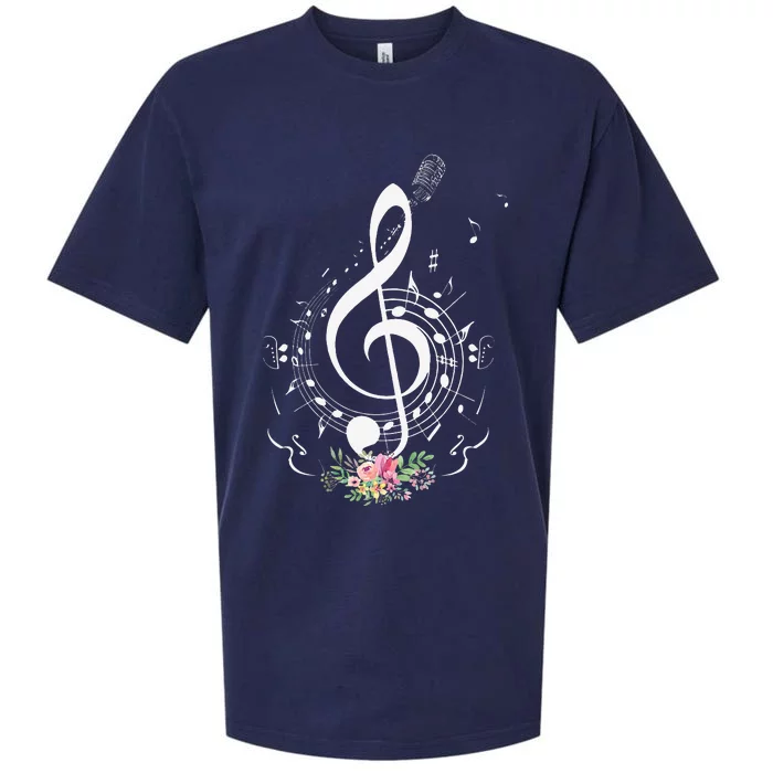 Cut Music Notes Clef Teacher Musical Notes And Flowers Sueded Cloud Jersey T-Shirt