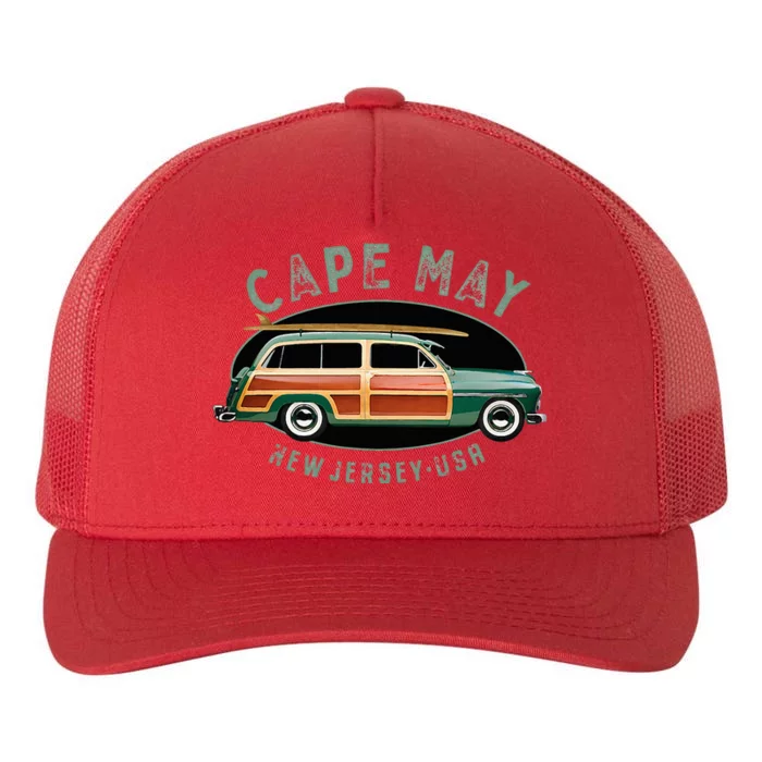 Cape May New Jersey Vintage Surfing Design Yupoong Adult 5-Panel Trucker Hat