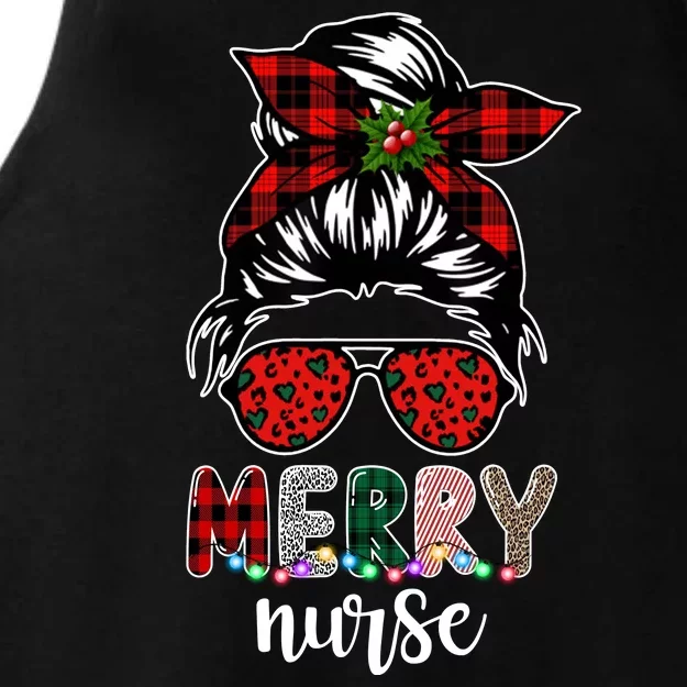 Cute Merry Nurse Christmas Ladies Tri-Blend Wicking Tank