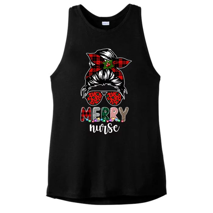 Cute Merry Nurse Christmas Ladies Tri-Blend Wicking Tank