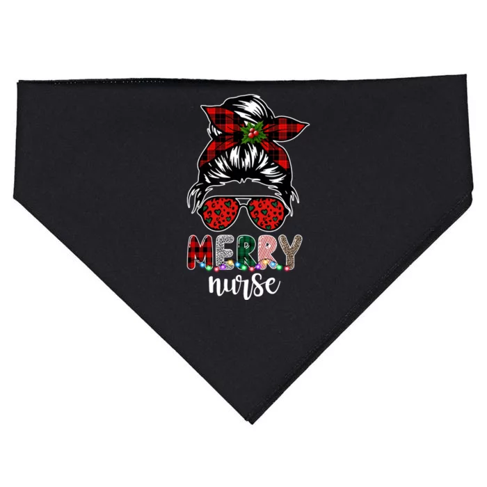 Cute Merry Nurse Christmas USA-Made Doggie Bandana