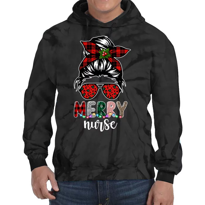 Cute Merry Nurse Christmas Tie Dye Hoodie