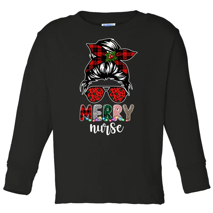 Cute Merry Nurse Christmas Toddler Long Sleeve Shirt