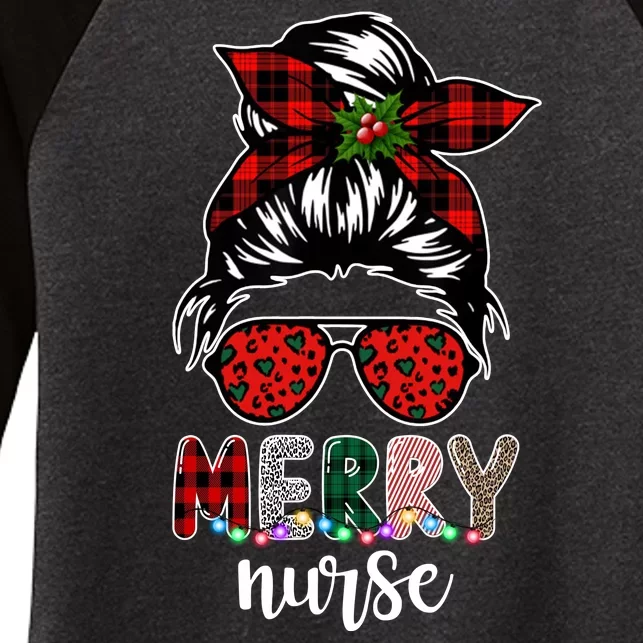 Cute Merry Nurse Christmas Women's Tri-Blend 3/4-Sleeve Raglan Shirt