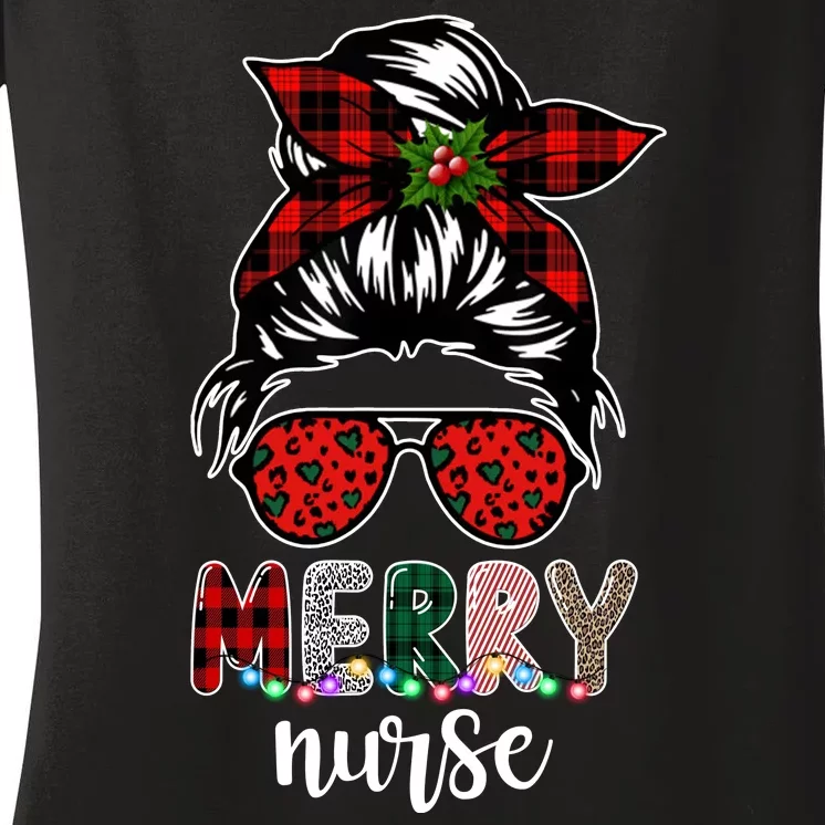 Cute Merry Nurse Christmas Women's V-Neck T-Shirt