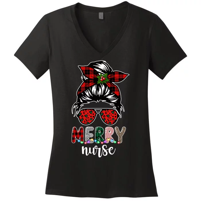 Cute Merry Nurse Christmas Women's V-Neck T-Shirt