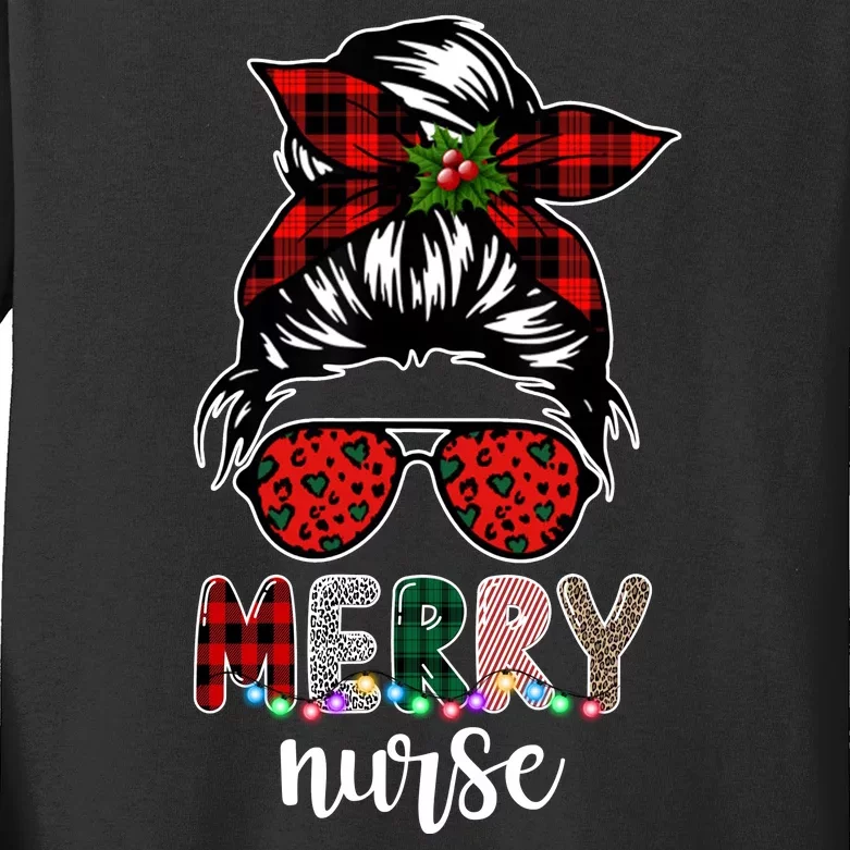 Cute Merry Nurse Christmas Kids Long Sleeve Shirt