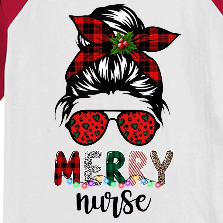 Cute Merry Nurse Christmas Kids Colorblock Raglan Jersey