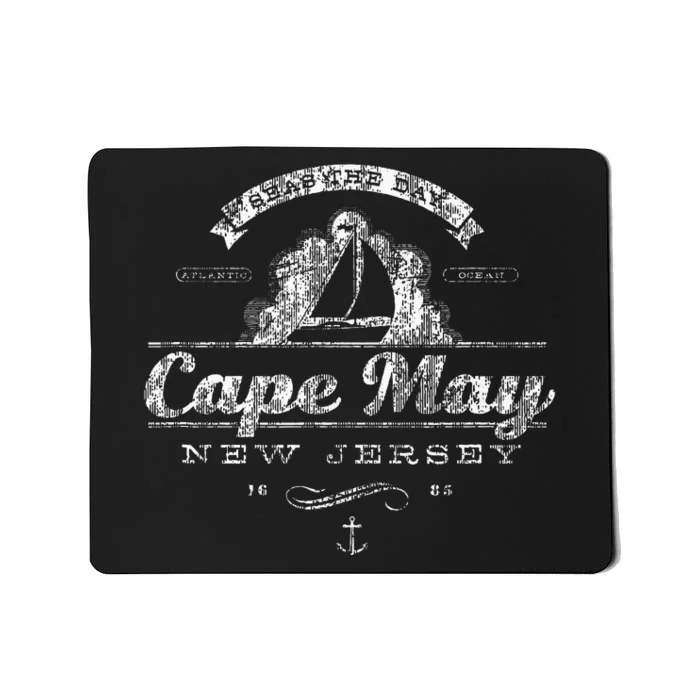 Cape May Nj Sailboat Vintage Nautical Throwback Mousepad