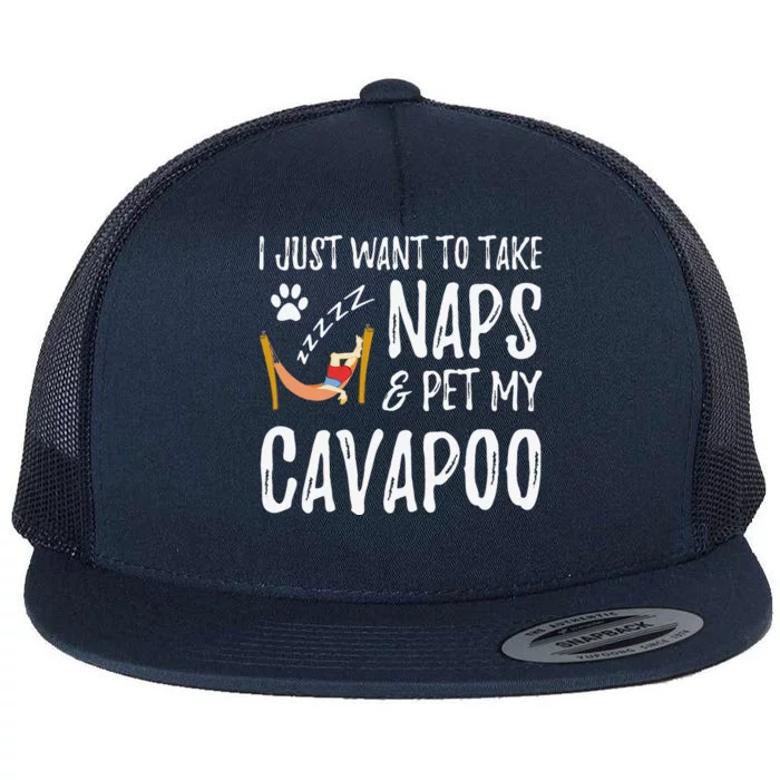 Cavapoo Mom Nap Funny Dog Mom Gift Idea Flat Bill Trucker Hat