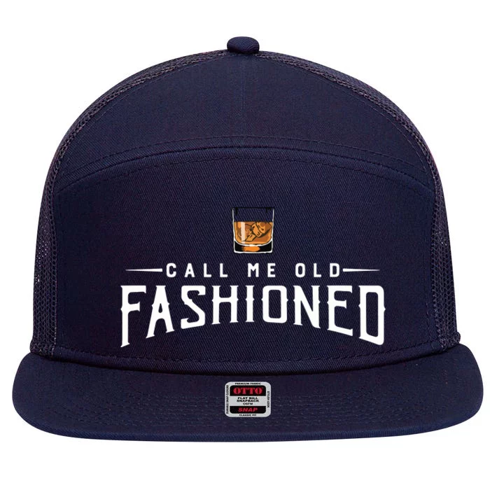 Call Me Old Fashioned Whiskey Vintage Pun Tee 7 Panel Mesh Trucker Snapback Hat