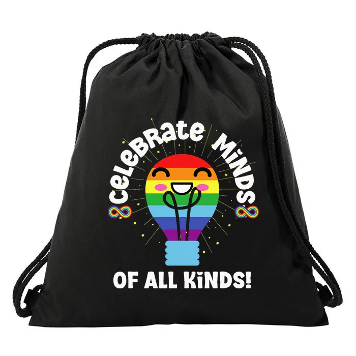 Celebrate Minds of All Kinds Red Instead Autism Drawstring Bag