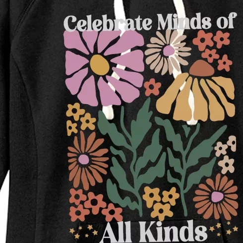 Celebrate Minds Of All Kinds Floral Autism Awareness Women's Fleece Hoodie