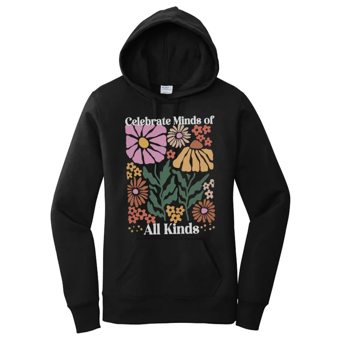 Celebrate Minds Of All Kinds Floral Autism Awareness Women's Pullover Hoodie