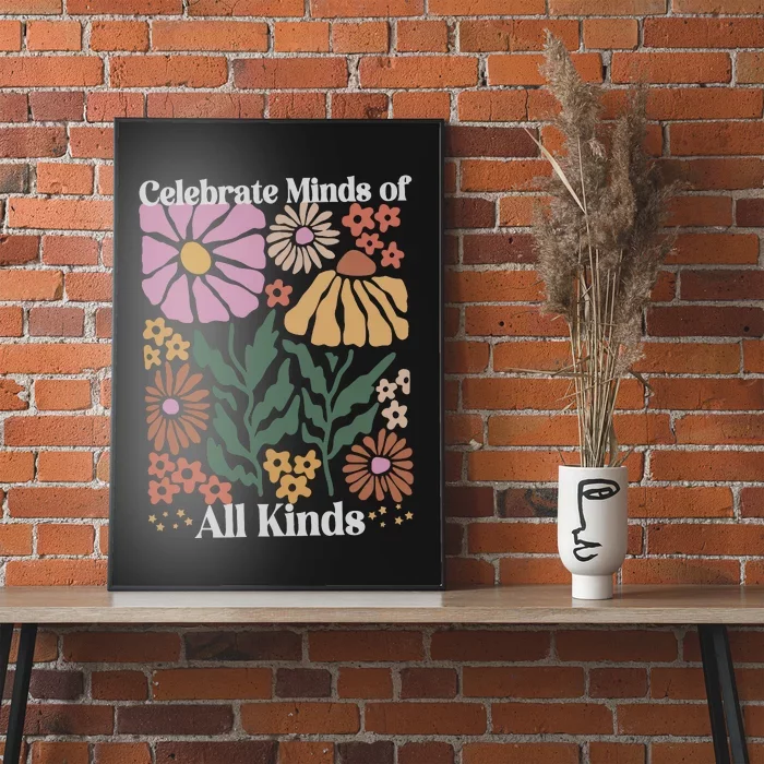 Celebrate Minds Of All Kinds Floral Autism Awareness Poster