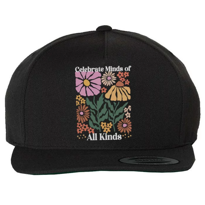 Celebrate Minds Of All Kinds Floral Autism Awareness Wool Snapback Cap