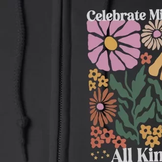 Celebrate Minds Of All Kinds Floral Autism Awareness Full Zip Hoodie