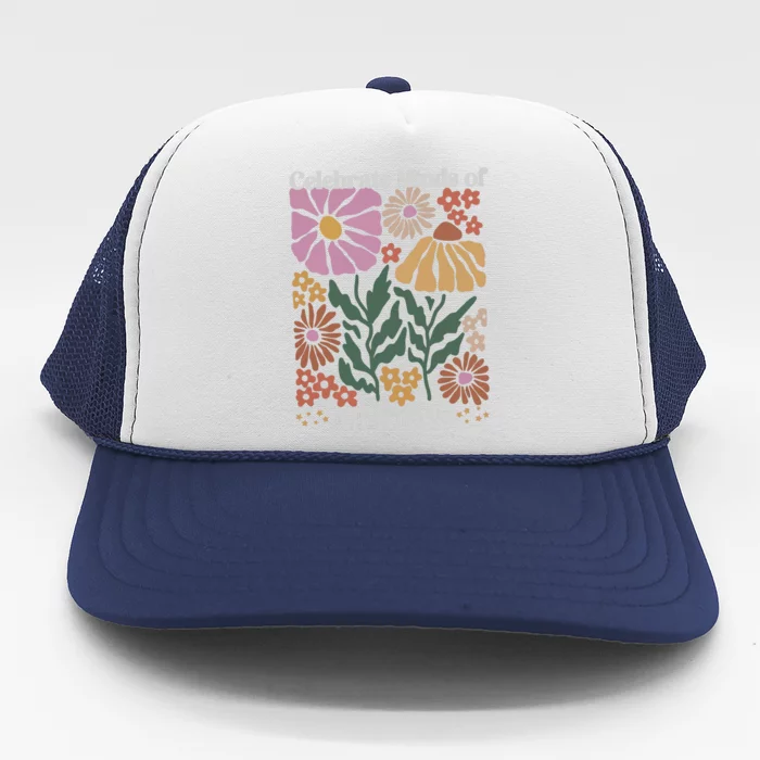 Celebrate Minds Of All Kinds Floral Autism Awareness Trucker Hat