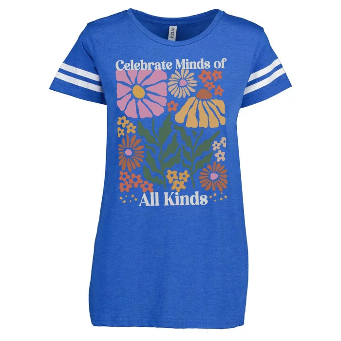 Celebrate Minds Of All Kinds Floral Autism Awareness Enza Ladies Jersey Football T-Shirt