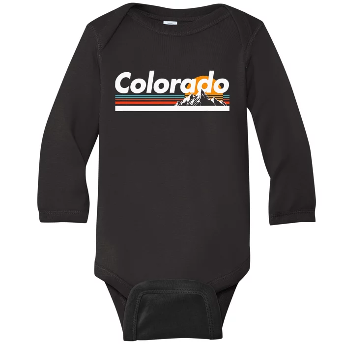 Colorado Mountain Outdoor Retro Landscape Baby Long Sleeve Bodysuit