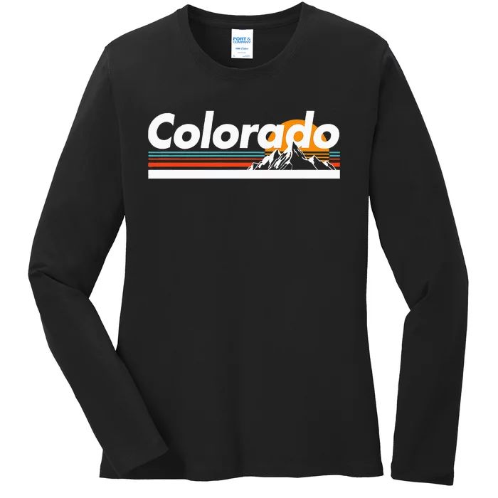 Colorado Mountain Outdoor Retro Landscape Ladies Long Sleeve Shirt