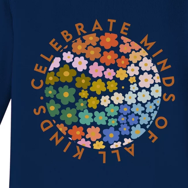 Celebrate Minds Of All Kinds Flowers Neurodiversity Autism Baby Long Sleeve Bodysuit