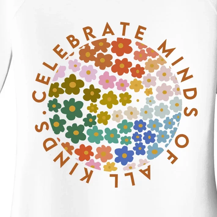 Celebrate Minds Of All Kinds Flowers Neurodiversity Autism Women's Perfect Tri Tunic Long Sleeve Shirt