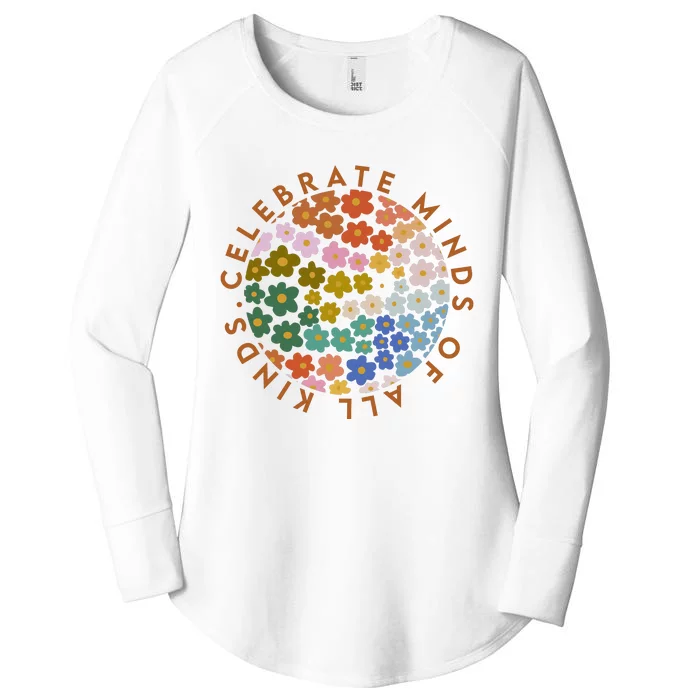 Celebrate Minds Of All Kinds Flowers Neurodiversity Autism Women's Perfect Tri Tunic Long Sleeve Shirt