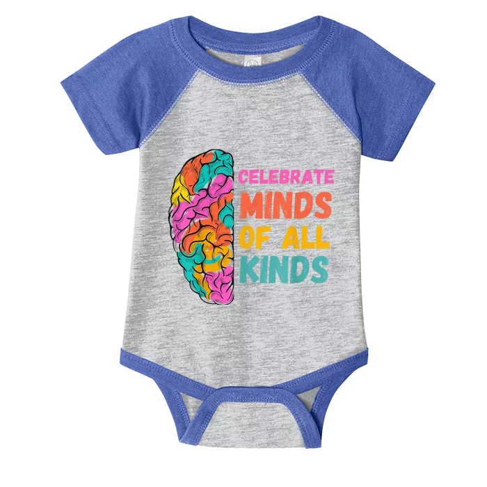 Celebrate Minds of All Kinds Autism Awareness Neurodiversity Infant Baby Jersey Bodysuit