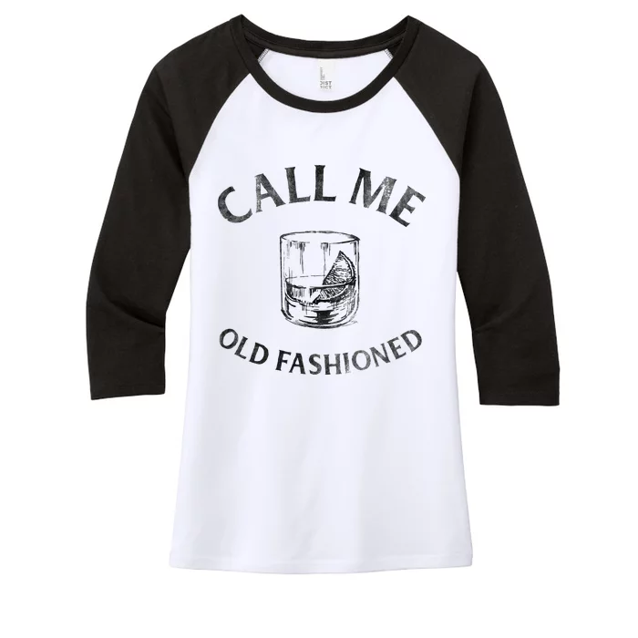 Call Me Old Fashioned Cocktail Glass Women's Tri-Blend 3/4-Sleeve Raglan Shirt