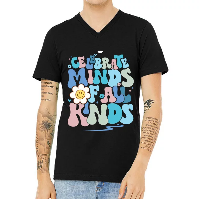 Celebrate Minds Of All Kinds Neurodiversity V-Neck T-Shirt