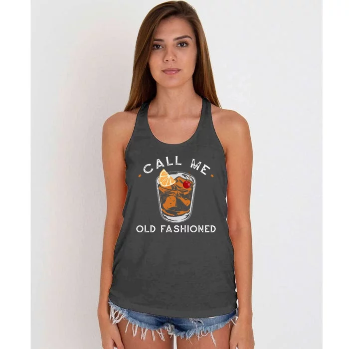 Call Me Old Fashioned Whiskey Drinking Women's Knotted Racerback Tank