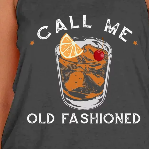 Call Me Old Fashioned Whiskey Drinking Women's Knotted Racerback Tank