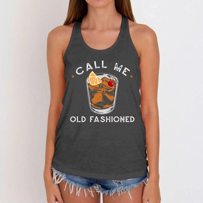 Call Me Old Fashioned Whiskey Drinking Women's Knotted Racerback Tank