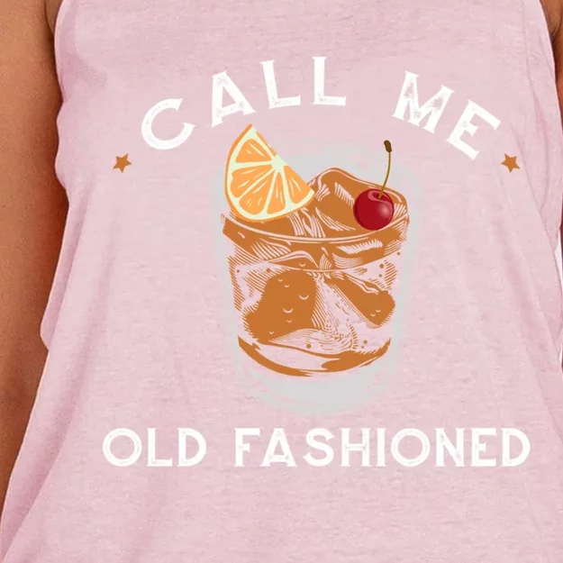 Call Me Old Fashioned Whiskey Ing Cocktail Bourbon Fan Gift Women's Knotted Racerback Tank