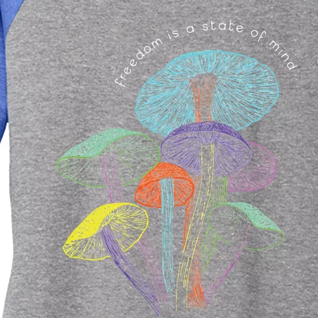 Colourful mushrooms of imagination Women's Tri-Blend 3/4-Sleeve Raglan Shirt