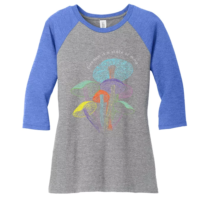 Colourful mushrooms of imagination Women's Tri-Blend 3/4-Sleeve Raglan Shirt