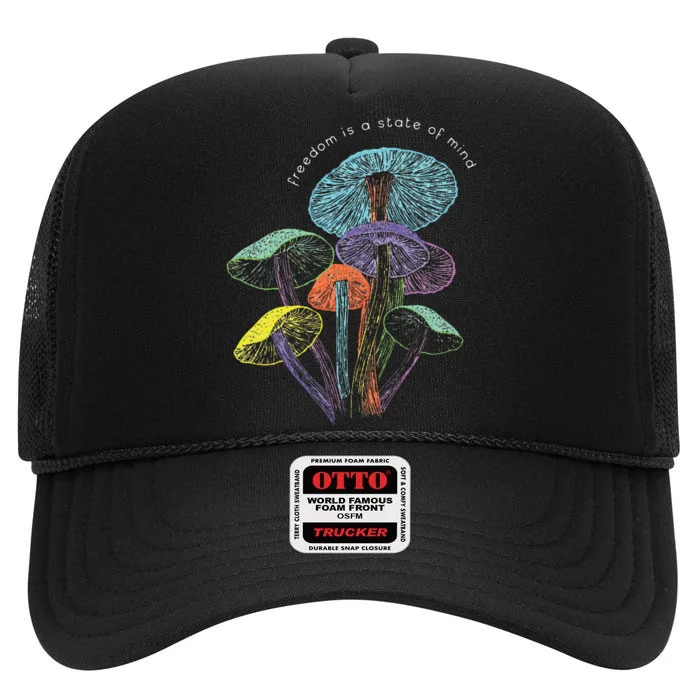 Colourful Mushrooms Of Imagination High Crown Mesh Trucker Hat