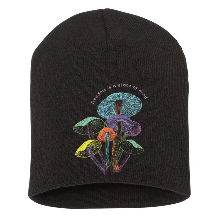 Colourful Mushrooms Of Imagination Short Acrylic Beanie